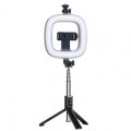 Lazda asmenukei (selfie stick) - trikojis stovas su LED lempa ir nuimamu Bluetooth mygtuku P40D-1